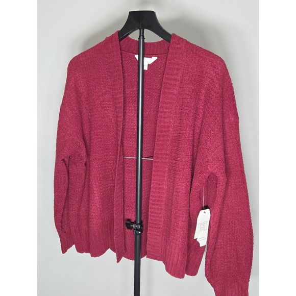 Time and Tru Sweaters - Time and Tru Women Chenille Cardigan Sweater Wine Red Long Sleeve TT3636010017 L